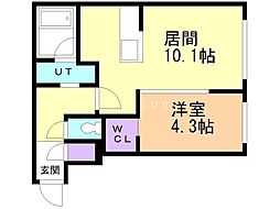 千歳市北栄1丁目マンション 1LDKの間取図画像