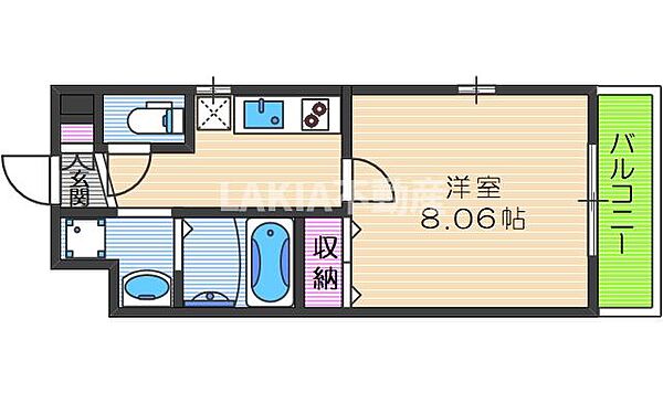 ウエストコクーン阿倍野 ｜大阪府大阪市阿倍野区西田辺町1丁目(賃貸マンション1K・5階・26.24㎡)の写真 その2