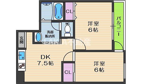 メゾンド針中野 ｜大阪府大阪市東住吉区針中野4丁目(賃貸マンション2DK・7階・41.72㎡)の写真 その2