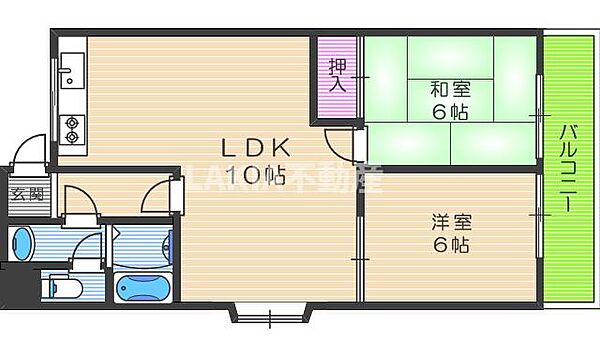 スカイラーク 301｜大阪府大阪市阿倍野区阪南町3丁目(賃貸マンション2LDK・3階・50.00㎡)の写真 その2