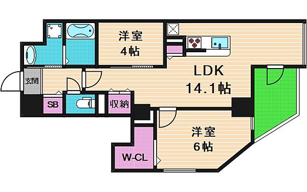 LaLuce長堀通 ｜大阪府大阪市東成区玉津1丁目(賃貸マンション2LDK・4階・57.13㎡)の写真 その2