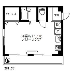 SANGI4 ワンルームの間取図画像