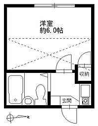 クラレンス上青木西 1Kの間取図画像