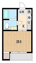 パラディーゾ越谷 1Kの間取図画像