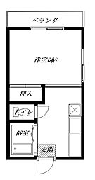 ブラウンハイツ 1Kの間取図画像