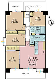 パルコート市川 4LDKの間取図画像