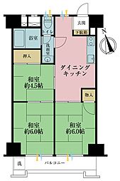 東個マンション2号棟 3DKの間取図画像