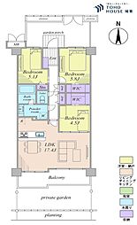フォルスコート川口上青木 3LDKの間取図画像