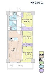 西新井マンション 3LDKの間取図画像