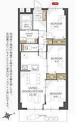 プレジデント中川 3LDKの間取図画像