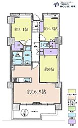 コスモシティ北千住 3LDKの間取図画像