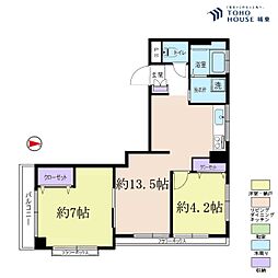 哲学堂マンシヨン 2LDKの間取図画像