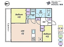 新宿セントビラ永谷 2LDKの間取図画像