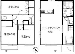 中村タウンハウスA2 3LDKの間取図画像