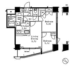 MFPR目黒タワー 5階2LDKの間取り