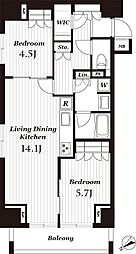 レグノ・カリテ品川シーサイド 2階2LDKの間取り