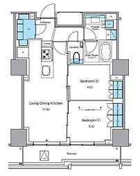 ルフォンプログレ渋谷ヒルトップ 2LDKの間取図画像
