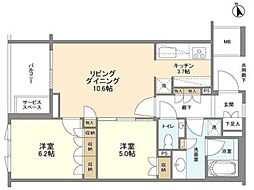 ザ・パークハウス広尾羽澤 2LDKの間取図画像
