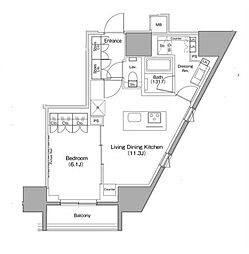 ザ・パークハビオ麻布十番 1LDKの間取図画像