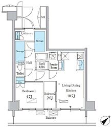 パークアクシス品川南大井パークフロント 2LDKの間取図画像