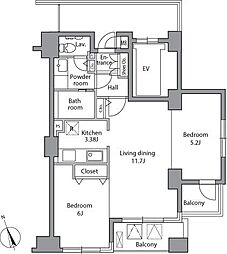 レジディア自由が丘 2LDKの間取図画像