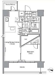 パークハビオ恵比寿 1LDKの間取図画像