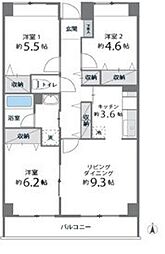 目黒本町マンション 3LDKの間取図画像