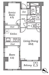 カスタリア目黒 1SLDKの間取図画像
