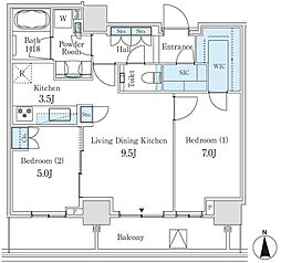 パークコート乃木坂ザタワー 2LDKの間取図画像