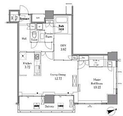 レジディアタワー目黒不動前 1SLDKの間取図画像