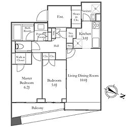 パークホームズ目黒ザレジデンス 2LDKの間取図画像