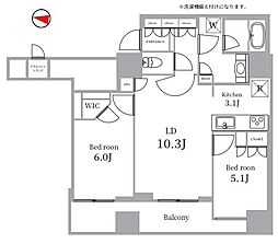 ワールドシティタワーズアクアタワーA4棟 2LDKの間取図画像