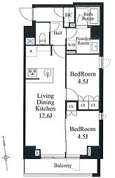 COMFORTSOUTH白金台 2LDKの間取図画像