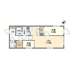 ウェルスクエア洗足 2LDKの間取図画像
