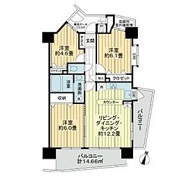 ライオンズステージ麻布 3LDKの間取図画像
