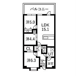 シティコート目黒4号棟 3LDKの間取図画像