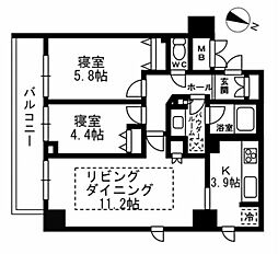 パークフラッツ学芸大学 2LDKの間取図画像