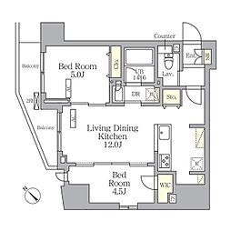 プライムガーデン大森 2LDKの間取図画像