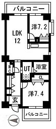 アクティ目黒駅前1号棟 2LDKの間取図画像