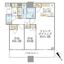 ブリリアタワーズ目黒サウスレジデンス 2LDKの間取図画像