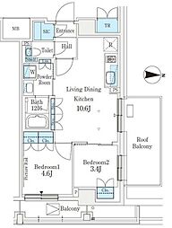 J.GRANCourt品川西大井EAST 2LDKの間取図画像