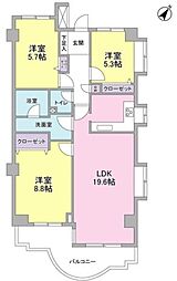 ブロンズストーン宇田川 3LDKの間取図画像