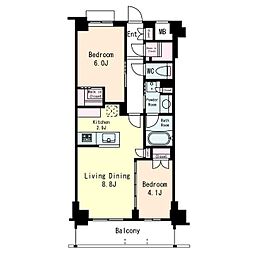フレンシア目黒洗足 2LDKの間取図画像