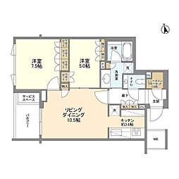 ザ・パークハウス広尾羽澤 2LDKの間取図画像