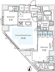 モノリス広尾 2LDKの間取図画像