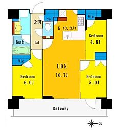 リビオタワー品川 3LDKの間取図画像