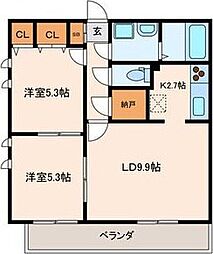 アロッジオK 2LDKの間取図画像
