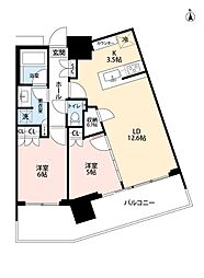 リビオタワー品川 2LDKの間取図画像