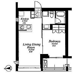 フレンシア玉川田園調布 1LDKの間取図画像