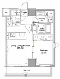 ザ・パークハビオ目黒桜邸 1LDKの間取図画像
